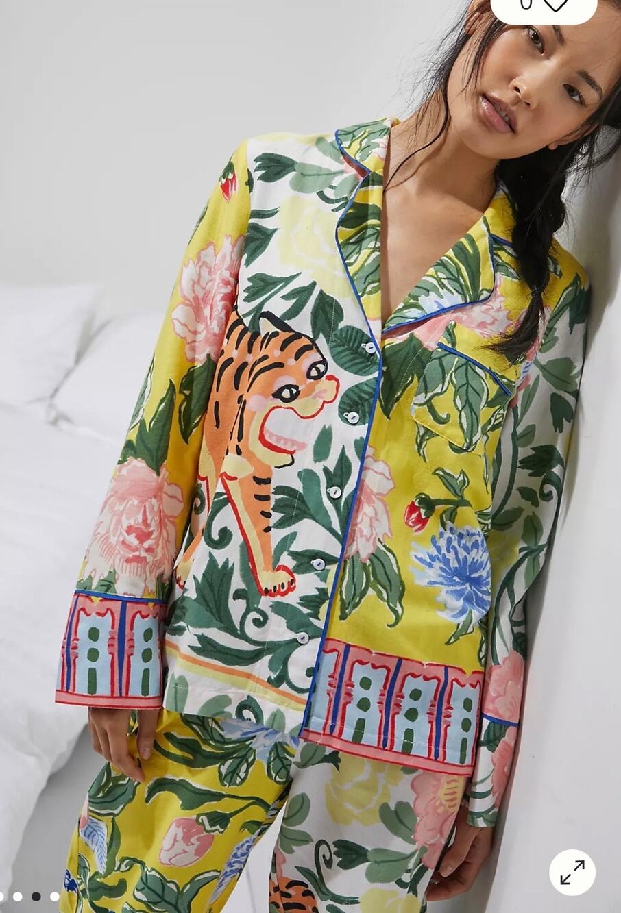 Anthropologie Women’s Lil Sire Tigresa Flannel Pajama Set Top and Bottom Size XS